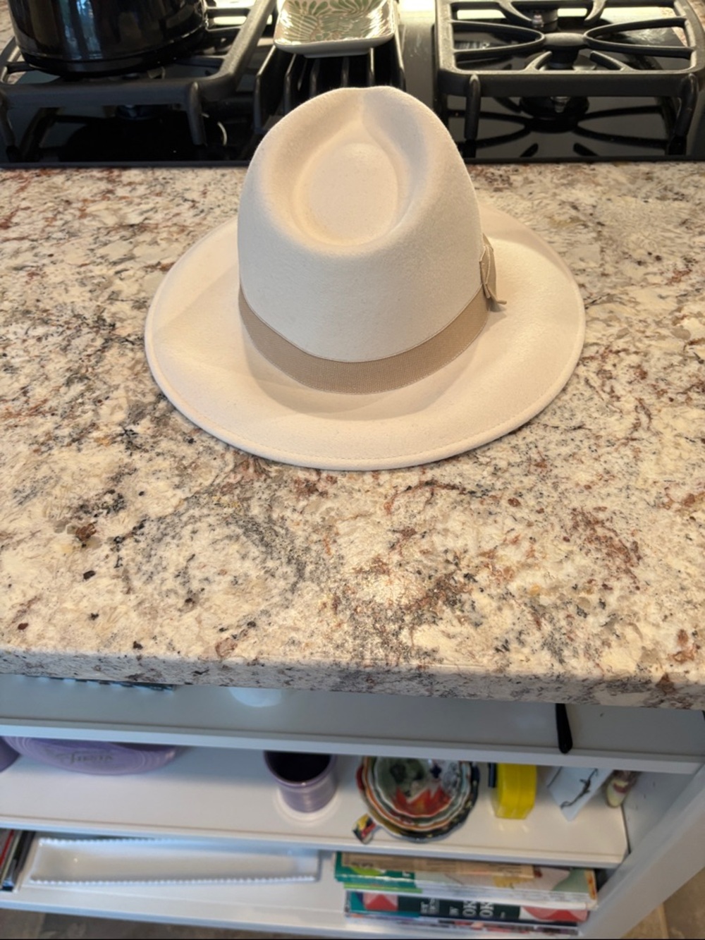 J. Crew Cream Wool Felt Fedora with Beige Band